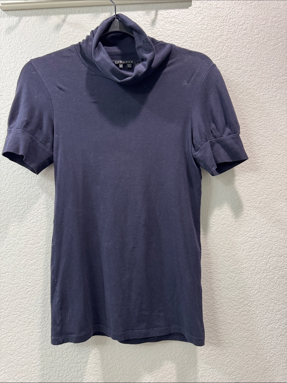 Theory Navy Short-Sleeve Turtleneck Tee